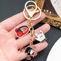 Street Dance Headphones and Record Metal Clasp Keychain Pair view 1