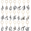 Black Enamel Gold Outline Script Letter Keychain Alphabet view 2