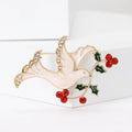 Shell Effect White Dove Brooch With Holly and Red Berries view 1