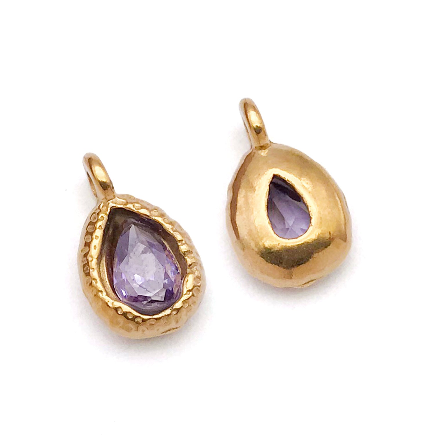 Stainless Steel Teardrop Oval Birthstone Charm Pendant 7x12mm for DIY Jewelry