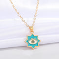 Gold Tone Enamel Evil Eye Pendant Necklaces in Five Shapes and Colors view 5