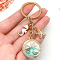 Six Seafoam Shell Starfish Ocean Metal Keychain Designs view 3