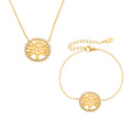 Crystal Rimmed Tree of Life Necklace and Bracelet in Gold Tone view 5