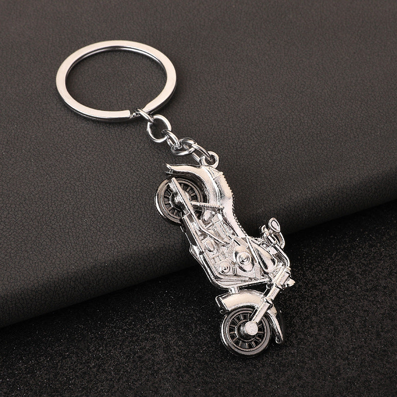 Moving Wheel Motorcycle Metal Keychain Realistic Bike Model Charm