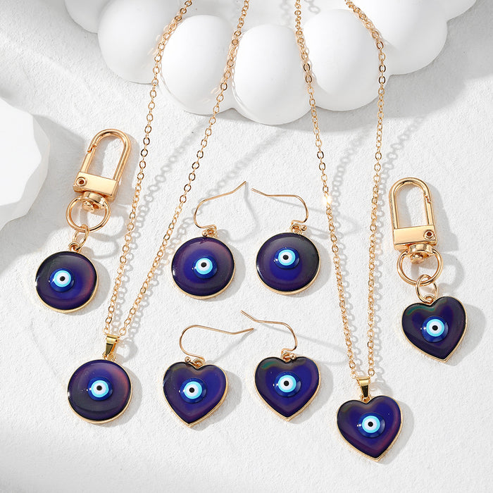 Gold Tone Evil Eye Keychain Earring Necklace Mix 6 Styles