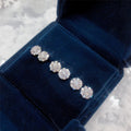 Silver Flower Clear CZ Cluster Stud Earrings Pair Metal view 2