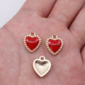 Gold Tone Beaded Heart Enamel Charms with Love Lettering view 6