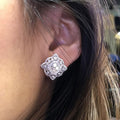 Silver Square Kaleidoscope Halo Pavé CZ Stud Earrings view 2