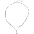 Silver Double Layer Wave Chain Pearl Drop Necklace view 5