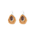 Woven Teardrop Brown Center Turquoise Bead Hook Earrings view 5