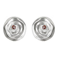 Matte Silver Swirl Disc Stud Earrings Amber Crystal Center view 5