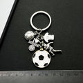 Antique Silver Number Nine Soccer Player and Ball Charm Keychain view 3
