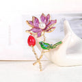 Purple Gold Tone Lotus Pearl Look Metal Brooch Pin view 5