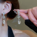 Crystal Wheat Leaf and Teardrop Dangle Earrings Fashion Earrings view 1