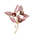 Enamel Leaf Branch Brooch with Crystal Fruit in Two Colors view 5