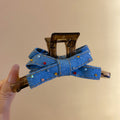 Blue Denim Rhinestone Hair Claws Bow Knot Two Styles view 6