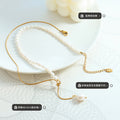 Gold Pearl Strand Snake Chain Adjustable Lariat Necklace view 2