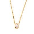 Gold Oval Solitaire Zircon Pendant Necklace On Cable Chain view 5