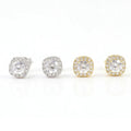 Cushion Halo Clear Stud Earrings Gold White Gold Alloy view 5