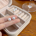 Six Size Classic White Pearl Look Round Stud Earrings view 5