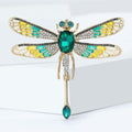 Enamel Dragonfly Drop Brooch with Polished Metal and Decorative Accents view 2