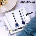 Royal Blue Teardrop Crystal Long Linear Drop Earrings view 5