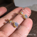 Clear Round Drop Earrings Gold Rose Gold Silver Tones view 4