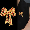 Ribbon Bow Crystal Metal Brooch Pin 7 x 8.5 cm for Jackets and Lapels view 4
