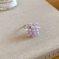 Silver Metal Floral Crystal Ring Pink Pearl Flower Ring view 7