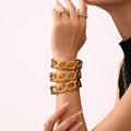 Interlocked Chain Link Bangle Bracelets Gold Steel Metal view 2