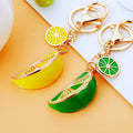 Jeweled Lemon Wedge Keychains in Yellow Green and Assorted Colors view 4
