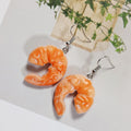 Orange Shrimp Figure Drop Earrings with Silver Tone Hooks view 4