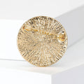 Black Round Rhinestone Brooch Gold Cyrillic Text Pin view 3