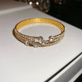 Crystal Open Cuff Bangles Pearl Multi Strand Bracelet view 3