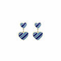 Double Layer Striped Heart Drop Earrings Blue Green Red view 5