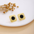Black Turquoise and White Square Pearl Look Stud Earrings view 3