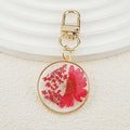 Gold Tone Round Pressed Daisy Resin Clip Keychains view 6