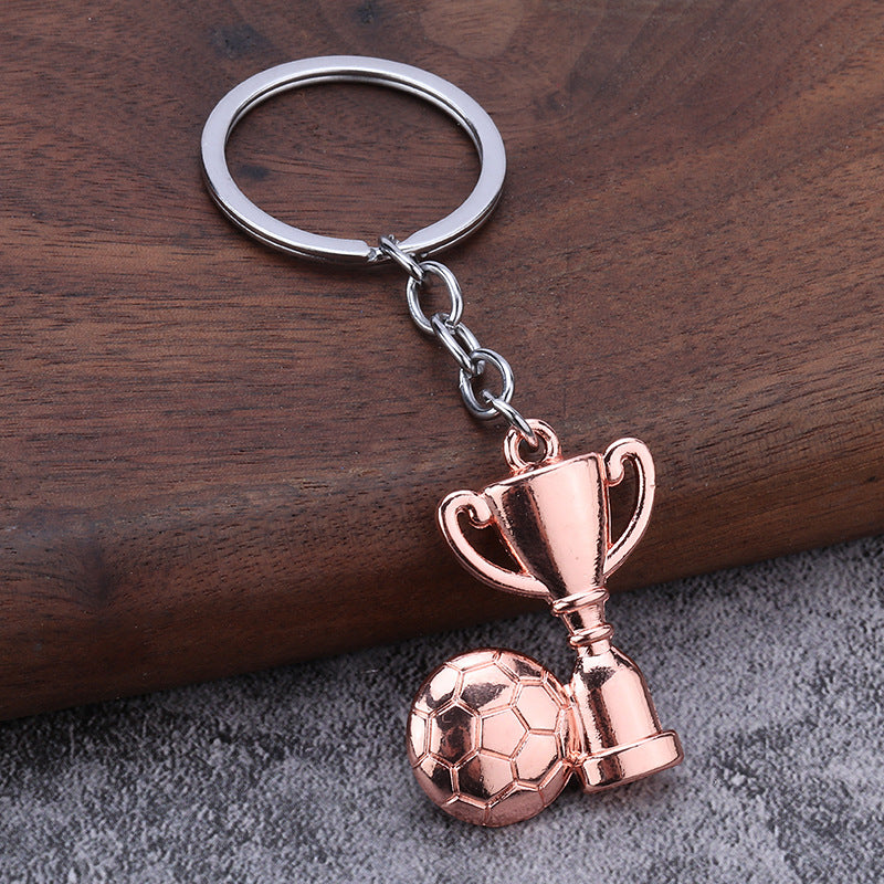 Soccer Ball Metal Keychain Sports Souvenir Key Ring Pendant