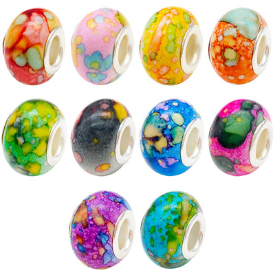 Multicolor bead beads arranged on a light background