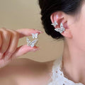 Silver Tone Crystal Butterfly Ear Cuffs for Left or Right Ear view 3