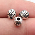 7.9x7.9x7.9mm 1.5g Antique Silver Tone Zinc Alloy Floral Pattern Round Loose Metal Beads for Bracelet DIY Jewelry