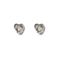 Silver Heart Huggie Earrings Pink Baguette Green Star Stones view 5