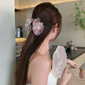 Sheer Mesh Flower Hair Claw Clip Blue Floral Style view 1