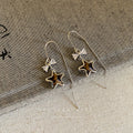 Silver Tone Star Threader Earrings With Long Bar Drops view 2