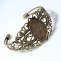 Ornate Oval Cabochon Tray Cuff Bracelets in Mixed Finishes view 4