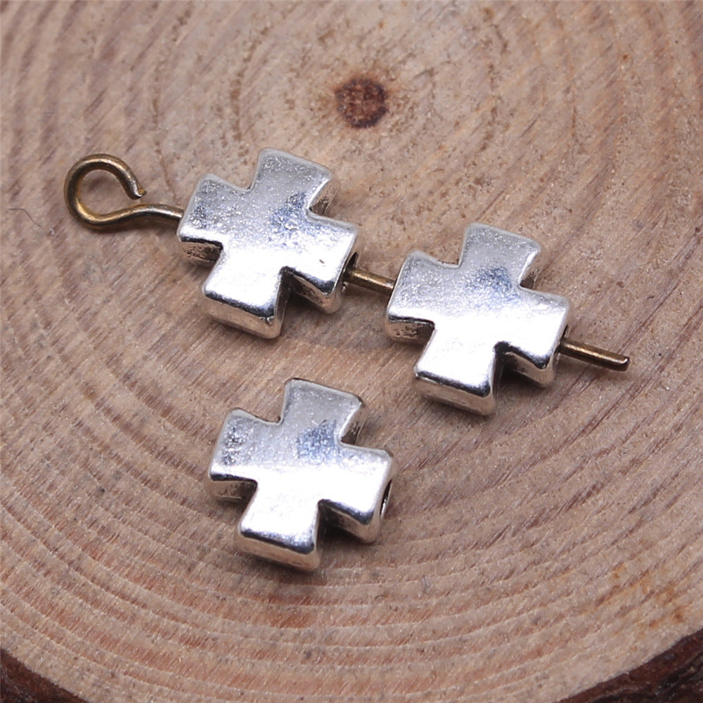 8x8mm 0.8g Multicolor Zinc Alloy Cross Spacer Beads for Bracelet Necklace DIY Jewelry Making