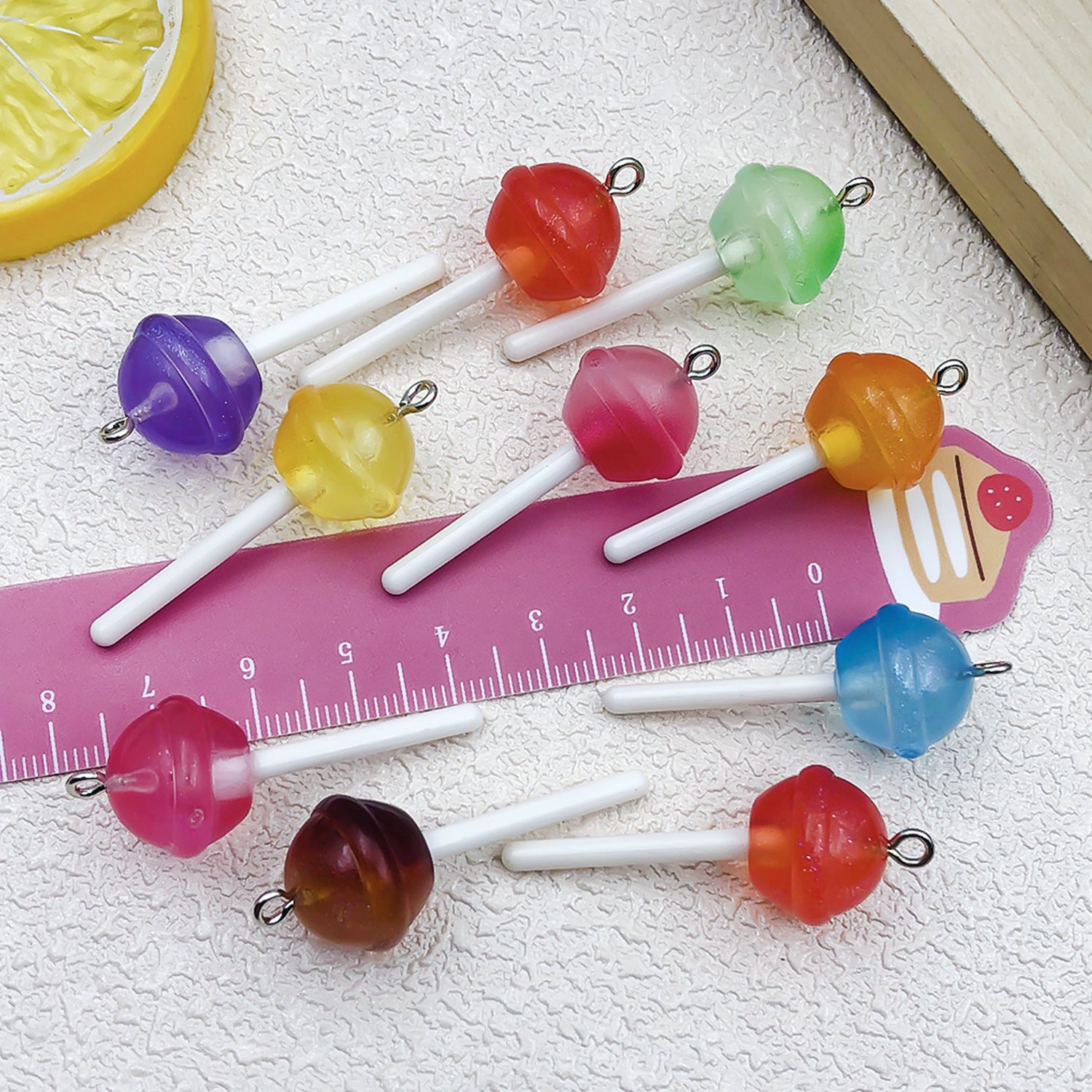 Transparent Glitter Resin Lollipop Charm Pendant for DIY Keychain Bag Chain Jewelry
