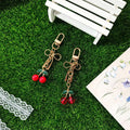 Gold Bow Cherry Bead Keychains Lobster Clasp Five Colors view 3