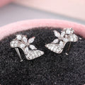 White Gold High Heel Shoe Stud Earrings Clear Stone Alloy view 4