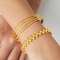 Gold Open Cuff Bangles Quad Textured And Oval Bead view 1